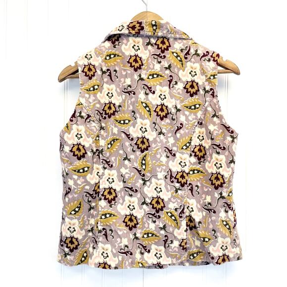 The Territory Ahead Womens 6 Corduroy Vest Button Front Purple Lavender Floral - Picture 2 of 7